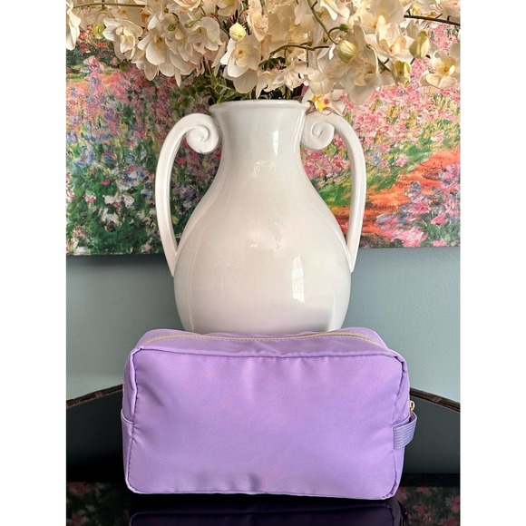 PREPPY Mama Cosmetic Toiletry Bag Chenille Letter Patch Nylon Zip Travel - Picture 2 of 7